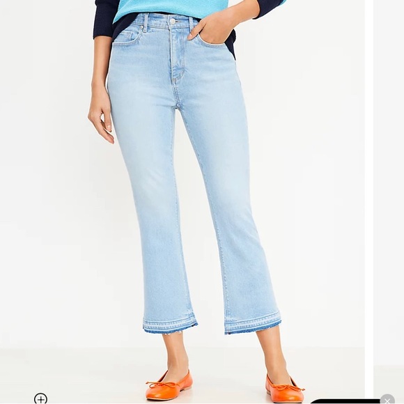 Loft Let Down Hem High Rise Kick Crop Jeans - Picture 1 of 10